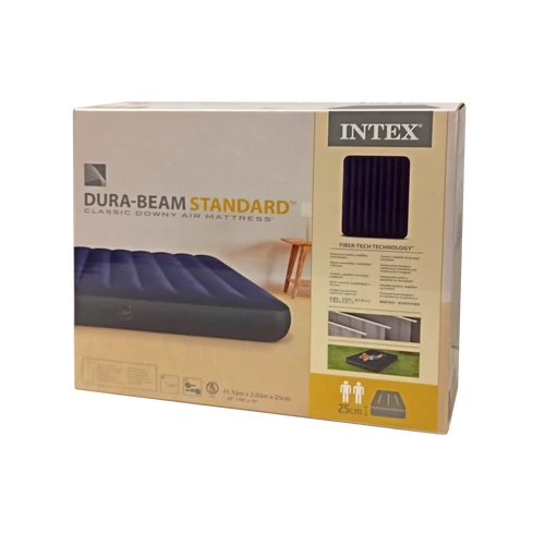Intex Classic Downy Airbed, Queen 203×152×25 cm  INTEX DURA BEAM - S-Sport.store