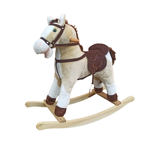Beige plush rocking horse with tone, TIME LEADER