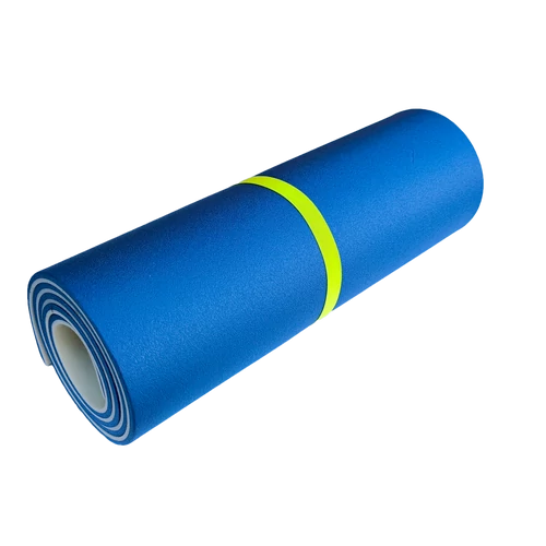 Polyfoam camping mattress, double layer dark blue-light grey