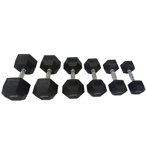 S-SPORT Hexagonal rubber coated dumbbell, 7.5 kg - S-Sport.store